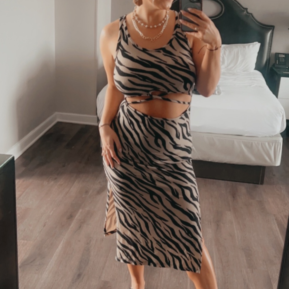 Zebra Print Midi Dress